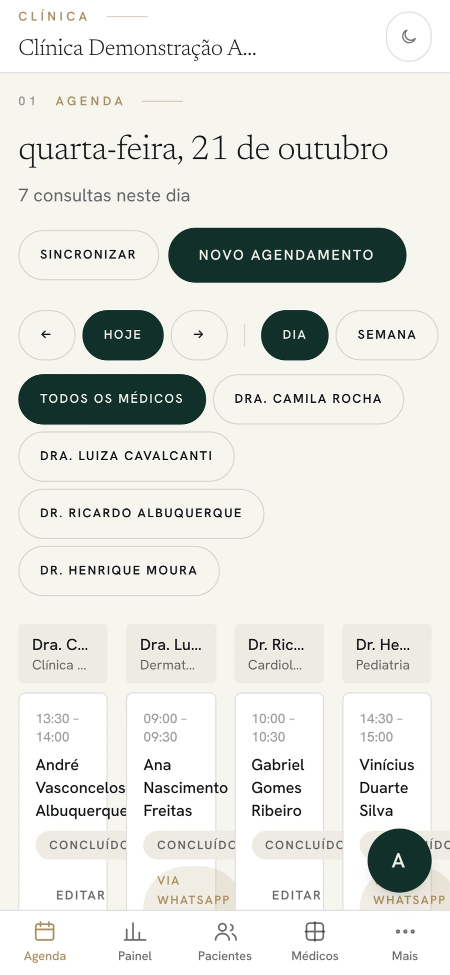 A agenda do dia no celular