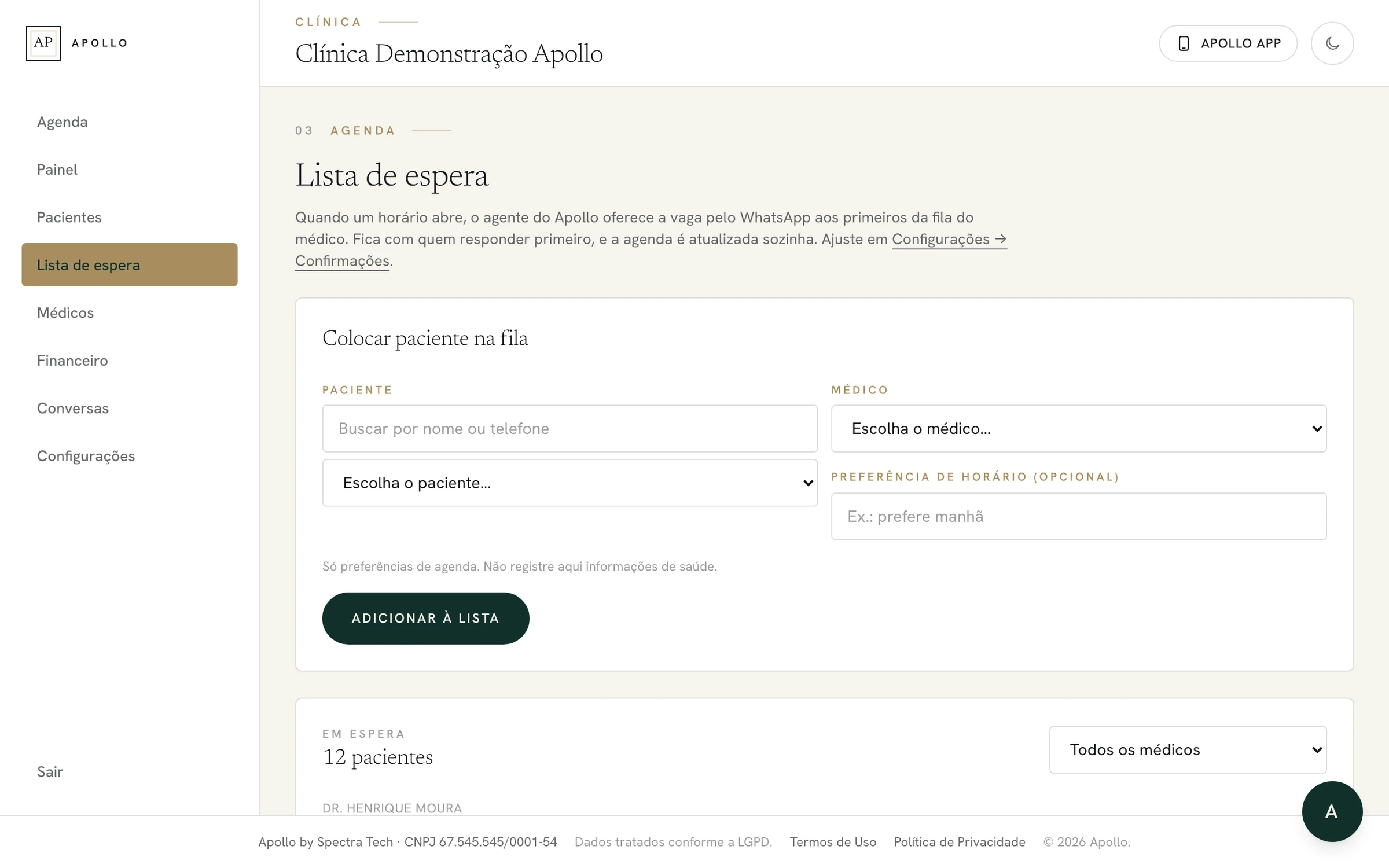 Lista de espera por médico